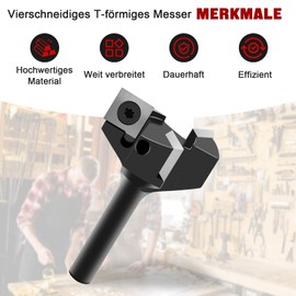MaxAwe Rounding Cutter 8 mm Shank, 40 mm Diameter Face Cutter Rounding Cutter for Woodworking, Edge Cutter Radius Cutter Wood Cutter with Reversible Plates Spoilboard 4 Flutes CNC for Router