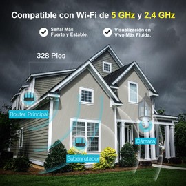 SYMYNELEC 5GHz/2.4GHz Foco con Cámara de Seguridad Exterior, WiFi Inalámbrica Cámara de Vigilancia Bombilla Impermeable 360° 2K 4MP Visión Nocturna Audio Bidireccional Detección Movimiento Alexa