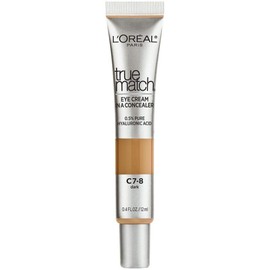 L'Oreal Paris True Match Eye Cream in a Concealer, 0.5% Hyaluronic Acid, Dark C7-8, 0.4 fl. Oz