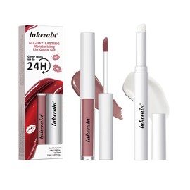 CHIFURE Long Lasting Moisturizing Lip Gloss Set,High Pigmented Lip Stain Hydrating Liquid Lipstick Lip Balm,Waterproof Smooth Shiny Matte Glossy Finish Lip Makeup Kits(#10-Mude Flush, Pack of 2)