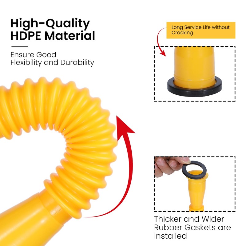 Upgraded Gas Can Spout Replacement, 3-Pack Gas Can Nozzle Leak-Proof