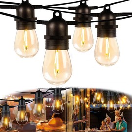 Guntsous S14 LED Outdoor String Lights 27FTx2 with Edison Vintage Shatterproof Bulbs and Commercial Grade Weatherproof Lights for Balcony, Patio, Porch, Backyard (54FT 20LED)