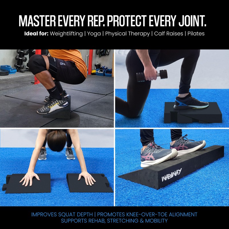 WABIWAY Squat Wedge Block – 2-in-1 Heel Elevated Slant Board
