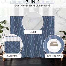 NAEMBCU No Hook Shower Curtain and Liner Set 71" x 74"