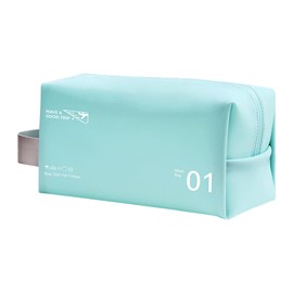 AfitLulu Toiletry Bag for Men and Women, Cosmetic Bag, Waterproof PVC Travel Make Up Bag, Toiletry Bag with Portable Handle and Zip for Travel, Swimming, Fitness, blue, Portable