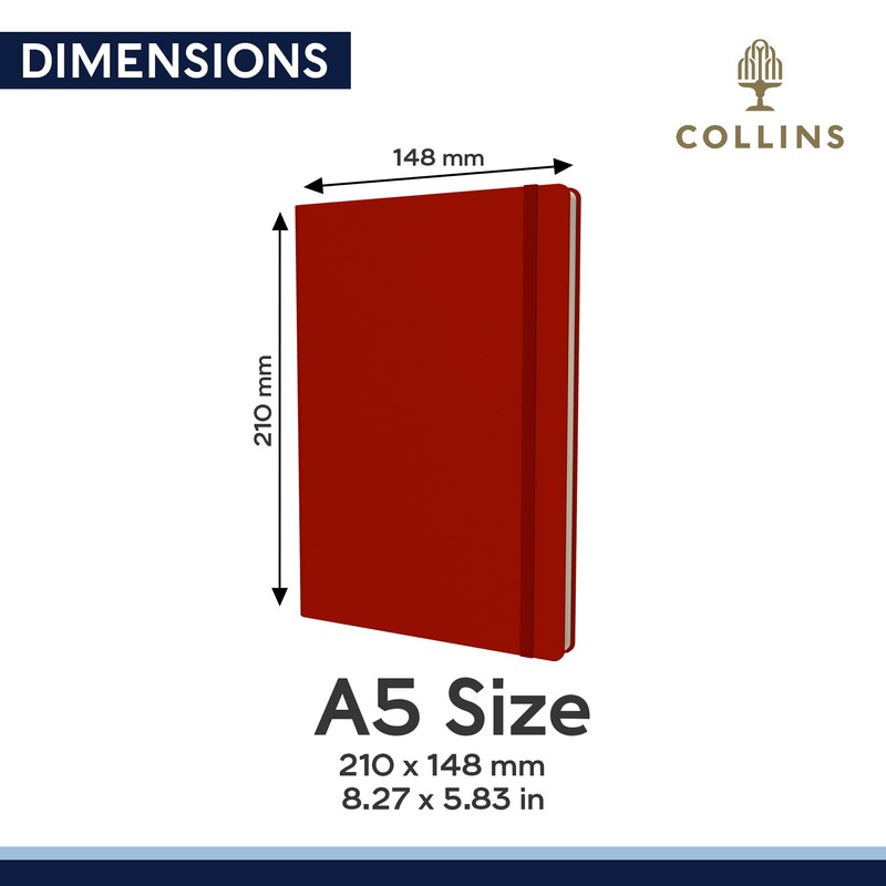Collins Legacy A5 Hard Cover Notebook, 240 80gsm Ruled Pages