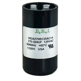 USA Made JustCapacitors 270-324 uF/MFD 110-125 VAC 50/60 Hz AC Round Start Capacitor - BMI 125VAC - 270-324 v2