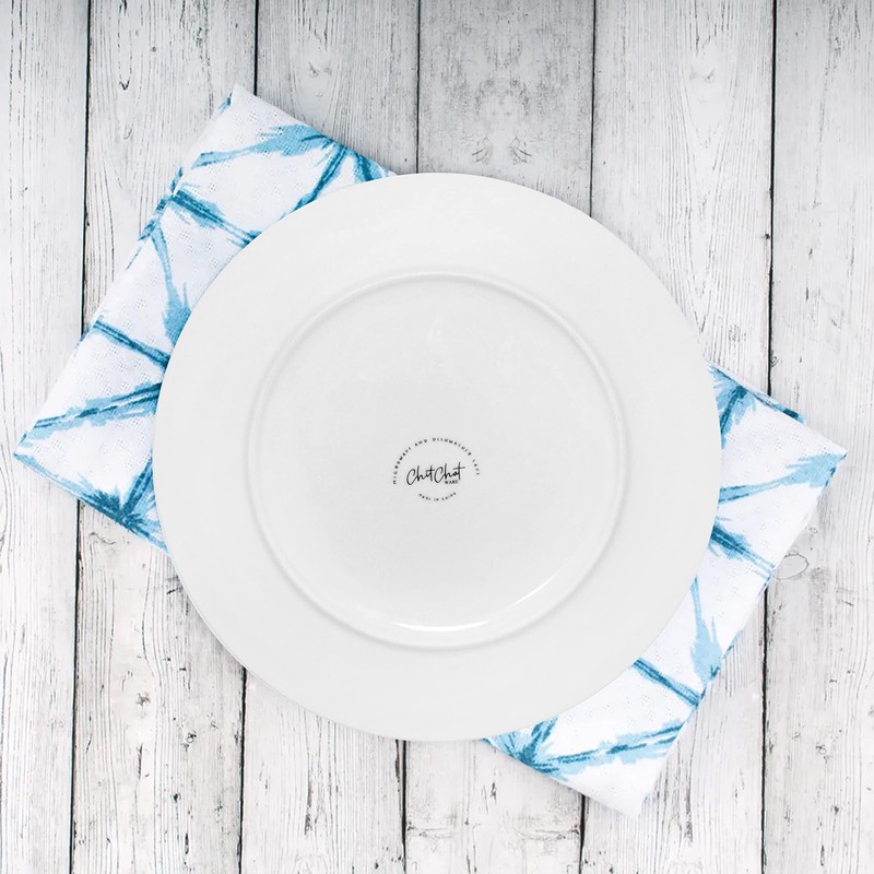 ChitChat Ware Porcelain Dinner Plates, 4Pcs White Round Dessert or