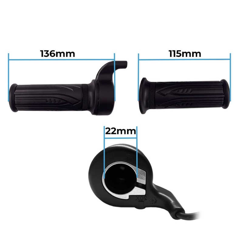 windmeile | Bafang throttle grip, Waterproof 3-pin Julet connector, 90