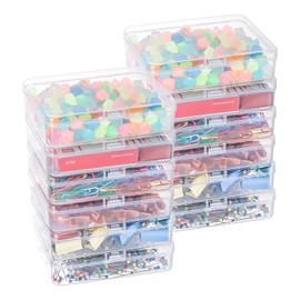 Kingrol 18 Pack Mini Clear Plastic Storage Containers with Lids, 4-1/2 x 3-3/8 x 1-1/8 Inch Empty Hinged Boxes for Beads, Jewelry, Tools, Craft Supplies, Flossers, Fishing