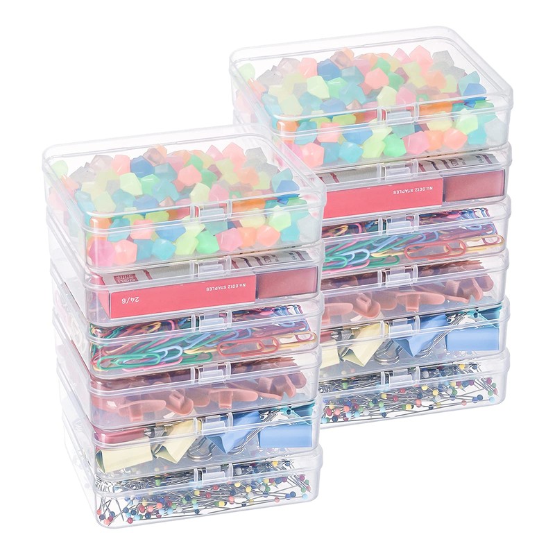 Kingrol 18 Pack Mini Clear Plastic Storage Containers with Lids,