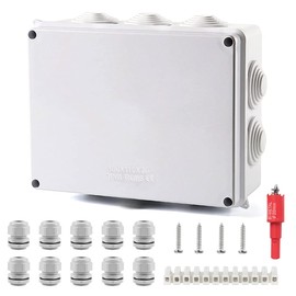 Junction Box Surface-Mounted, Junction Box Waterproof IP65, 15 x 11 x 7 cm Terminal Box, with Screw and Waterproof Cable Glands