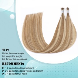 I Tip Hair Extensions Human Hair Brown Itip Human Extensions Hair Blonde I Tips Hair Extensions #8/613 Real Human Hair Cold Fusion Straight Hair 20 Inch 1g/s 50g