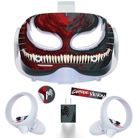 Easy-to-Apply Skin Sticker Kit compatible with Oculus Quest 2 VR headset - Villain Carnivore virtual reality accessory - VR protector skin covers