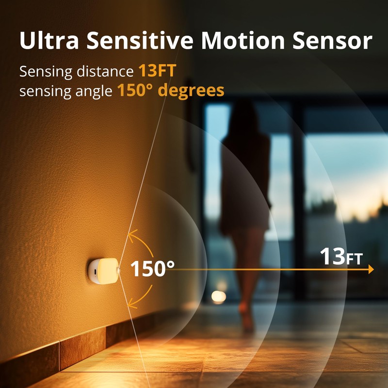 Lyridz Rechargeable Night Light with Motion Sensor, 1500mAh Battery Operated