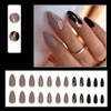 JUSTOTRY Pack of 24 Gold Stripes Almond Nails for Sticking,