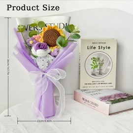 Cenyn Crochet Flowers Bouquet,Handmade Knitted Bouquet,Hand Knitted Bouquet,Completed Artificial Sunflower Bouquet for Mother's Day Graduation Anniversary Valentines Day Birthday Wedding Home Decor