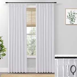 SHINELAND White Blackout Curtains 84 Inches Long,Faux Linen Black Out 84 Inch Length Pinch Pleated Lined Insulated Thermal Curtains for Bedroom Living Room Window Curtains 2 Panel Sets