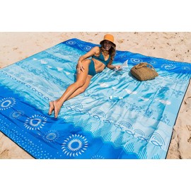 OCOOPA Bohemian Beach Blanket Waterproof Sandproof, 10'X 9' Extra Large, Soft and Durable, Sand Free, Light Weight and Portable, Perfect for Travel Camping, Beach Vacation