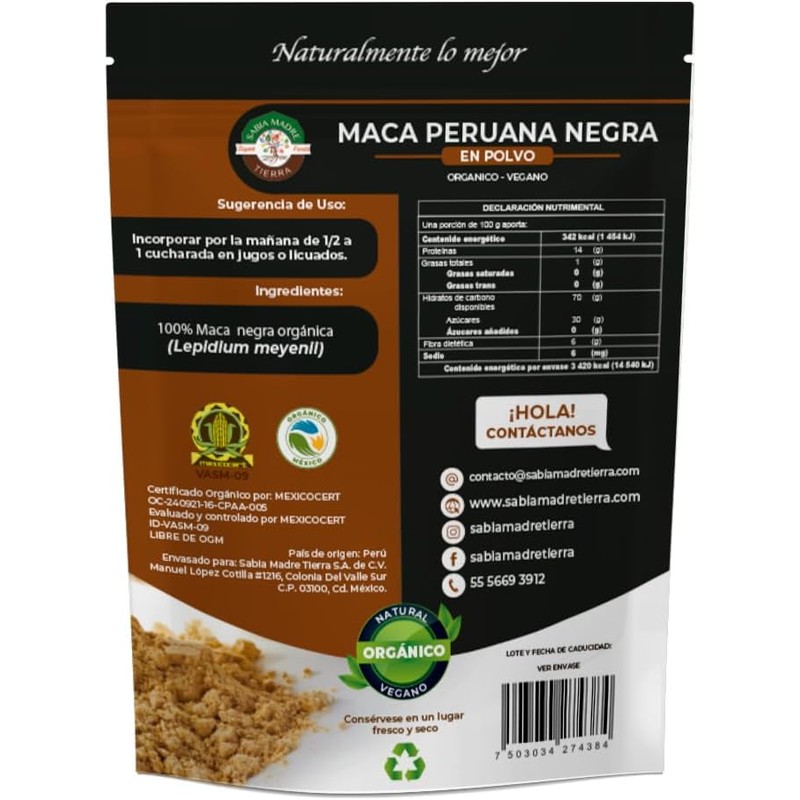 Maca negra orgánica 1 kg/Peruana/ 100% Natural/Premium