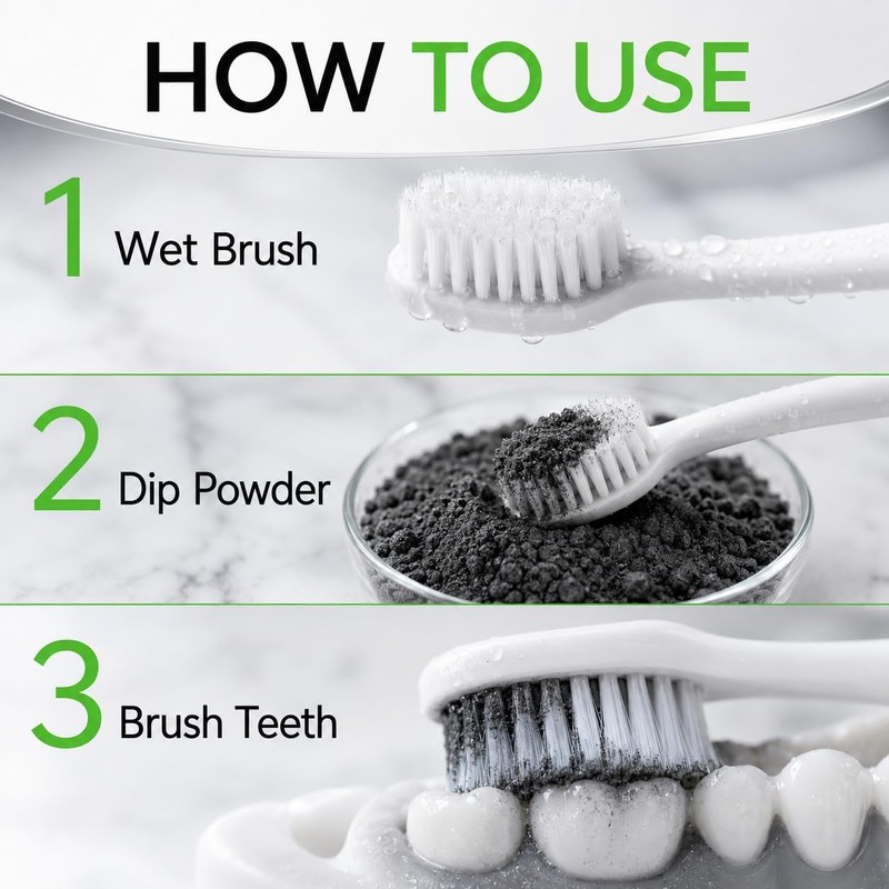 Bamboo Charcoal Whitening Tooth Powder with Hydroxyapatite, Stain Removal &