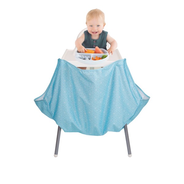 Splat Mat acoplable debajo de la silla alta, atrapador de alimentos y desastres (azul claro)