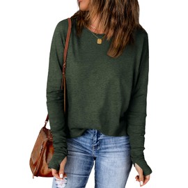 OFEEFAN Womens Tunic Tops Long Sleeve Shirts Green Christmas Shirts for Women M