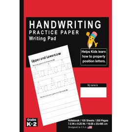 Handwriting Practice Paper Writing Pad: Solid Red - Kids Primary Journal Writing Tablet Notebook - For Learning Upper & Lowercase Alphabet ABC's - For Home & School [Classic]