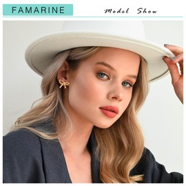 FAMARINE Gold Bow Earrings Women Bow Stud Earrings Chic Small Earrings Jewelry