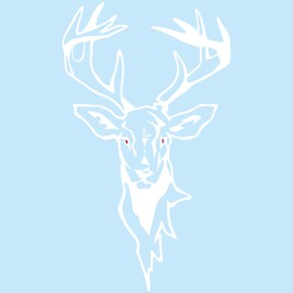 Deer Sticker Film Decor for Car, Car Accessories, Deer Head Motif, Deer, Red Deer, Hunting, Hunter, Hunting, Car Sticker (Glossy White, K139 Small)