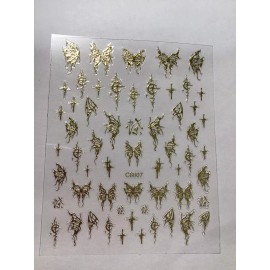 Insten 3D Nail Art Stickers - 4Pcs Black, white, Gold And Silver