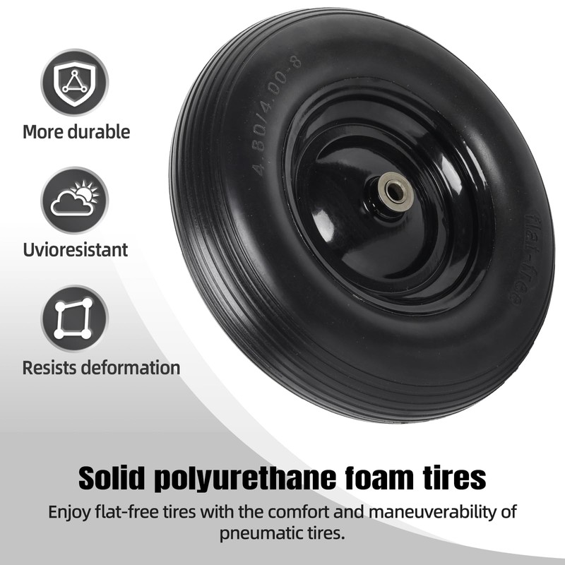 (2-PACK) 4.80/4.00-8" Tire and Wheel - Universal Fit 16" Flat