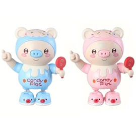 Bailando Cerdo Juguete Electrónicos 2pcs, EASYTAO Juguetes para Niñas Musical de Cerdo Bailarín, Educación Temprana, Sonido Claro, Iluminación Suave, Ideal para Navidad, Cumpleaños