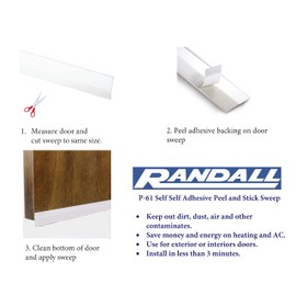10 Pack Randall Door Sweep Peel-n-Stick Adhesive Backed 36" White