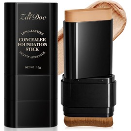 Barra de Base y Corrector 2 en 1, de Larga Duración con Brocha, Cobertura Completa y Cremosa para Ojeras e Imperfecciones, Fórmula Hidratante con Oliva y Camelia, 2.09 oz (05#)