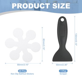 PATIKIL 20 Pcs Non Slip Bathtub Stickers, Anti Slip Shower Stickers with Scraper Bathroom Shower Floor Decals Snowflake Shape Cute Treads Tubs, Transparent