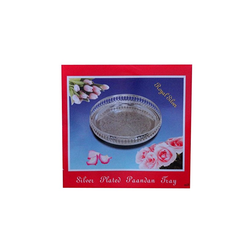 Royal Silver Round Stylish 23cm Silver Plated Paandan Tray Home