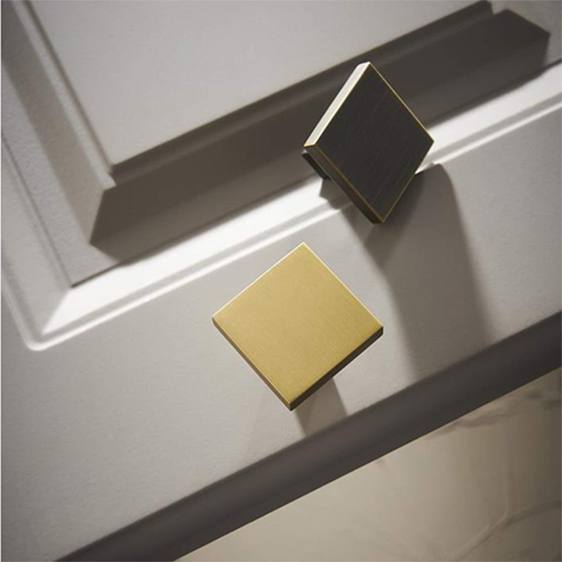 4Pcs Solid Brass Square Knobs, Single Hole Small Knobs Handle,