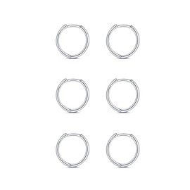925 Sterling Silver Hoop Earrings for Women - 3 Pairs Hypoallergenic Lightweight Hoops Fashion Earrings Cartilage Earring Small Hoop Earrings for Women Men (3 pairs 6mm)