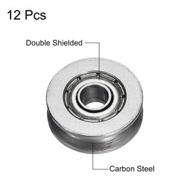 sourcing map 12pcs V623ZZ V Groove Guide Pulley Bearing 3x12x4mm Carbon Steel Rail Ball Bearings Wheel, ABEC3