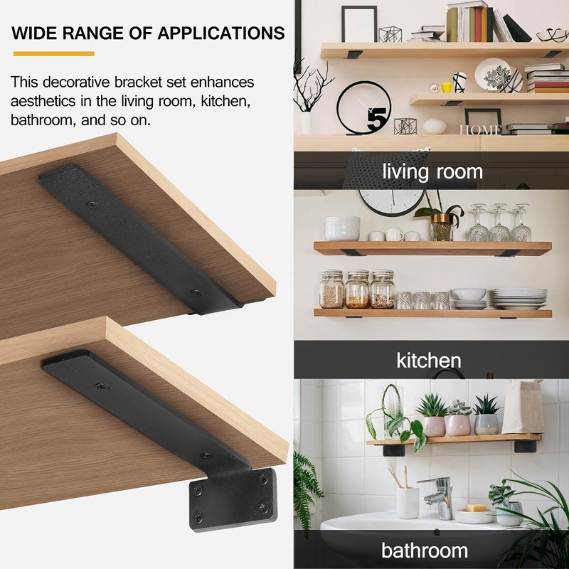 HITOMEN Heavy Duty Floating Shelf Brackets, 8-Inch (1/5'' Thick) Hidden