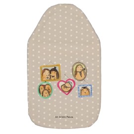 Mr. & Mrs. Panda Hot Water Bottle Hedgehog Family - Gift, Children's Water Bottle, Love, Heat Cushion, Grain Cushion, Pictures, Cohesion, Hot Water Bottle with Cover, Mum, Grandma, Mother's Day, Hot Water Bottle Cover