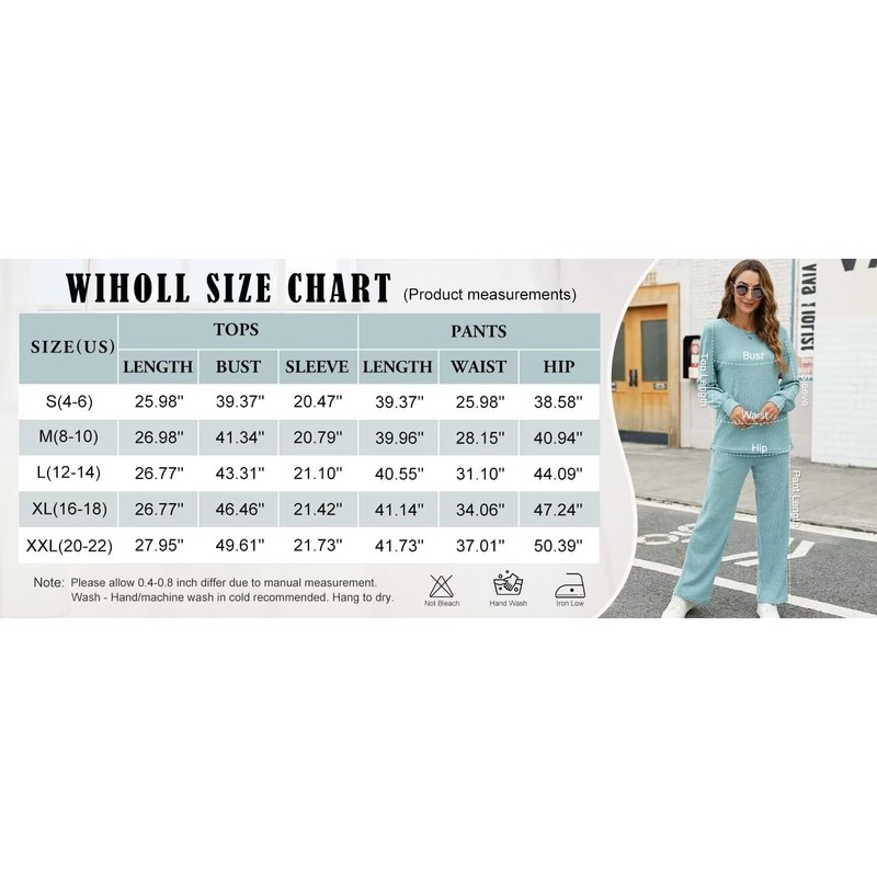 WIHOLL Sweatsuit for Women Long Breathable Loose Fit Round Neck