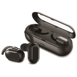 GabbaGoods TrueBuds, Truly Wireless Bluetooth Earbuds, Noise Reduction/Sweat Resistant Headset, Ultra Light-Weight Cordless Workout Headphones with Charging Pod- Black