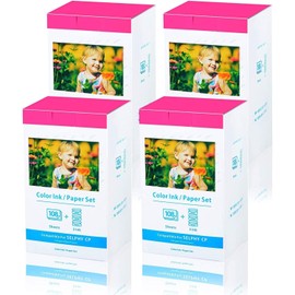 USUPERINK 4 Set Compatible for Canon CP1300 CP1500 KP-108IN KP108 Paper 4x6 inch 108 Glossy Paper Sheets and 3 Ink for Selphy CP1200 ES1 ES2 ES30 Compact Photo Printers