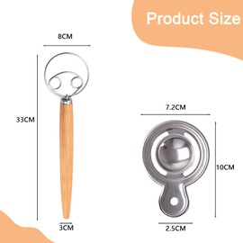 Katklu dough stirrer, 33 cm dough mixer with protein separator, stainless steel dough cutter with wooden handle, hand mixer for bread and cakes, accessories for