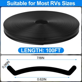 7/8" RV Trim Molding Insert, 100 FT Heavy Duty RV TPE Trim Molding Weather Stripping Exterior Replacement, Waterproof Screw Cover Corner for Camper Travel Trailer Boat Channel, Black