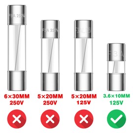 VEXUNGA Christmas Light Fuses 3A 125V Ts-66 3 Amp Max 125 Volt Fast Blow Mini Glass Fuse 3.6x10MM 0.14x0.39 Inch F3AL125V 3AMP 125Volt Fusible for C9 C7 Xmas Outdoor String Lights (Pack of 50 Pcs)