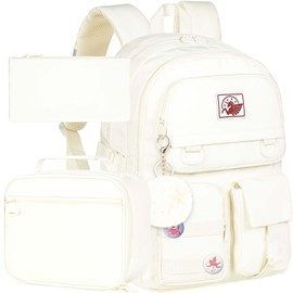 3PCS Laptop Backpack for Girls, Women College School Bookbag, 15.6" Cute Aesthetic Computer Water Resistant Anti Theft School Bags for Teens Girls Students - Grey