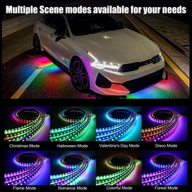 Livtee Underglow LED Lights Kit, RGB Strip Lights with App Control for Music and DIY Modes, Under Glow Kit for Cars, Vans, SUVs, and Trucks